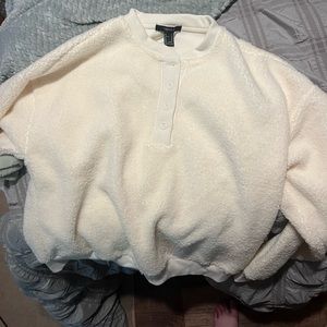 Forever 21 Cream Fuzzy Sweatshirt
